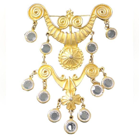 Vintage Goldette Brooch Pin dangle chandelier style Gold Tone Jewelry - Picture 7 of 7